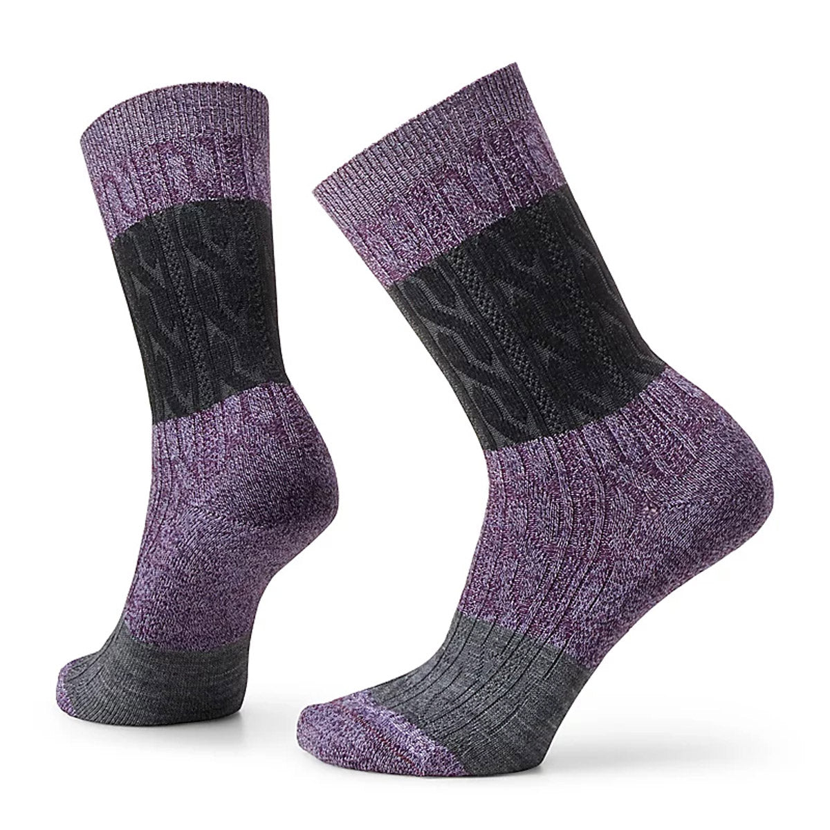 Women&#39;s Everyday Color Block Cable Crew Socks