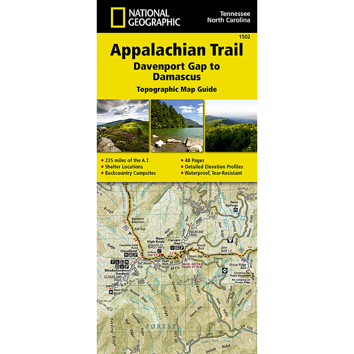 Appalachian Trail Map, Davenport Gap to Damascus [NC, TN]