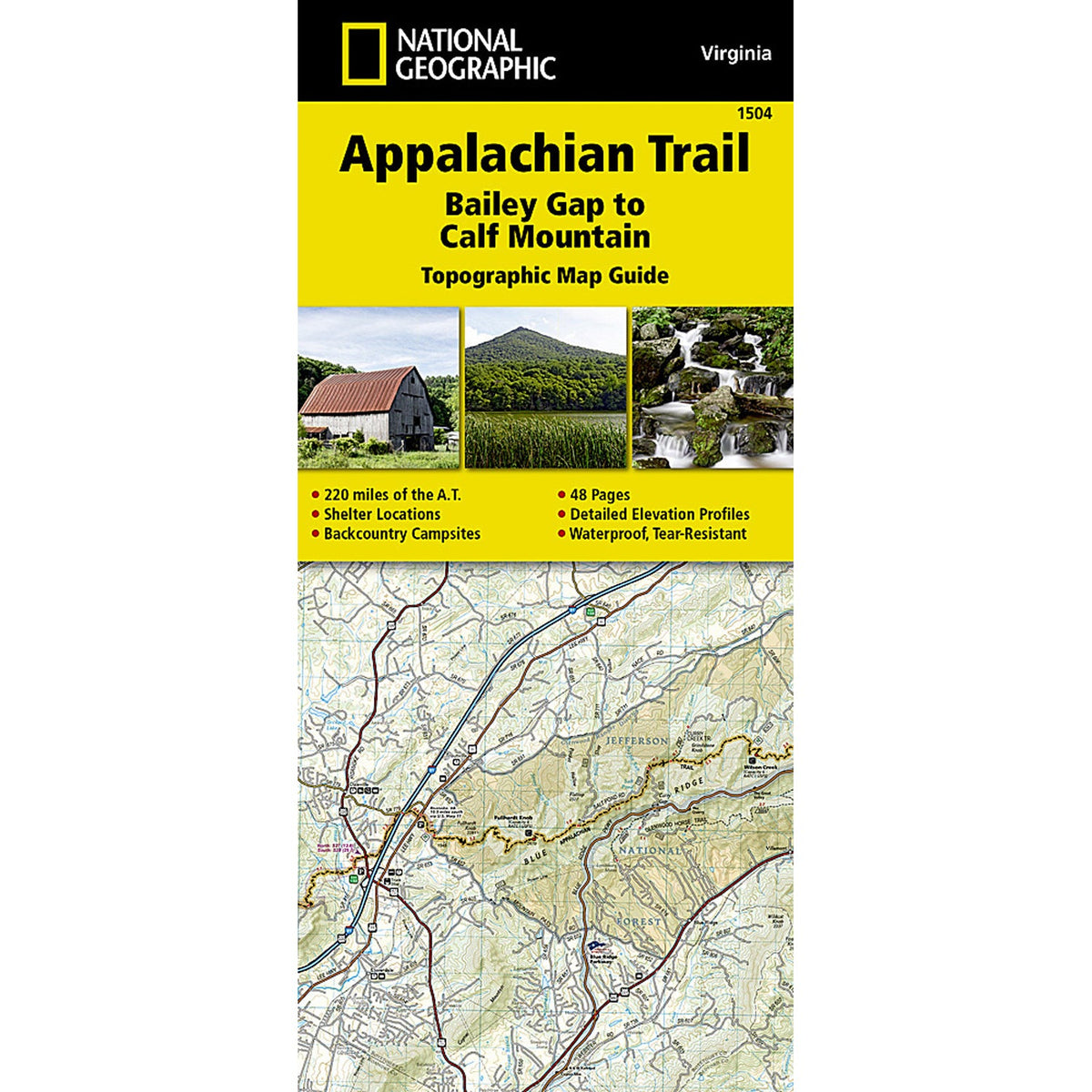 Appalachian Trail Map, Bailey Gap to Calf Mountain [Virginia]-National Geographic Maps-Uncle Dan&#39;s, Rock/Creek, and Gearhead Outfitters